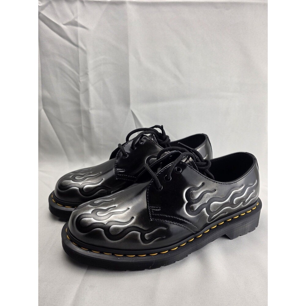 Dr. Martens 1461 INFERNO Arcadia 3-Eye Shoes Black Silver Flames Unisex Sz US 8 - Picture 3 of 11
